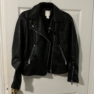 H&M Faux Leather Jacket in Black Size Small